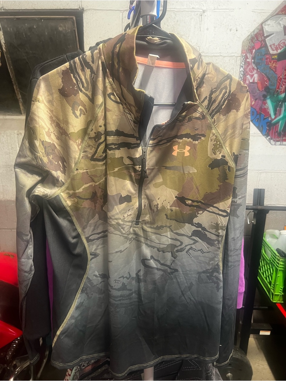 Under Armour Men’s Camo Half-Zip Pullover - Olive Green & Black